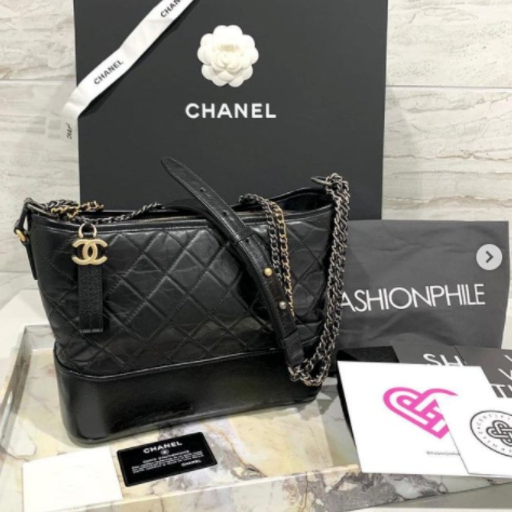 CHANEL Gabrielle Medium Black Bag Red Interior